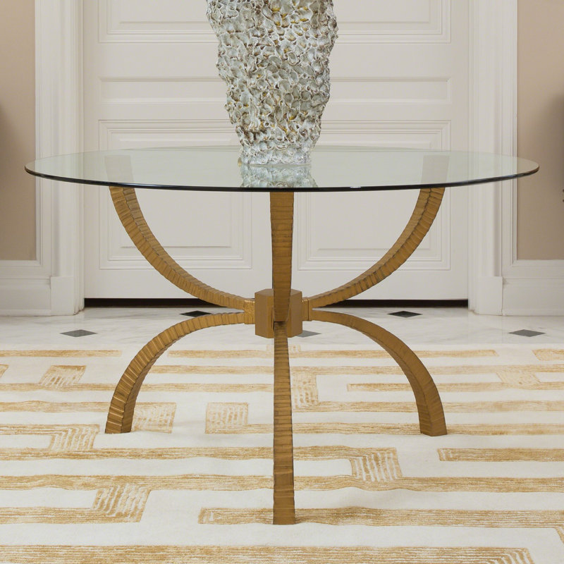 Teton Gold Finish Heavy-Duty Glass Dining Table