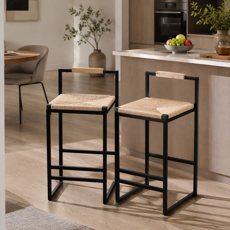 Ensemble de 2 tabourets de bar élégants et fonctionnels avec dossier, idéal pour un bar à la maison ou un comptoir de cuisine