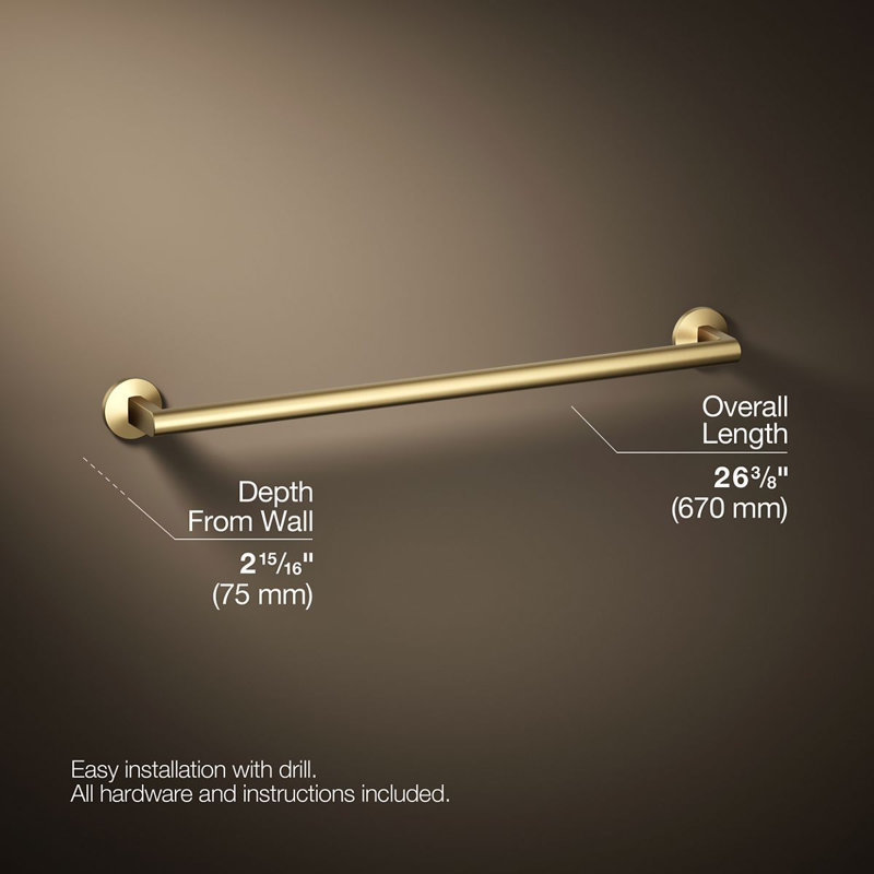 Components Towel Bar, 24"W, Vibrant Brushed Moderne Brass