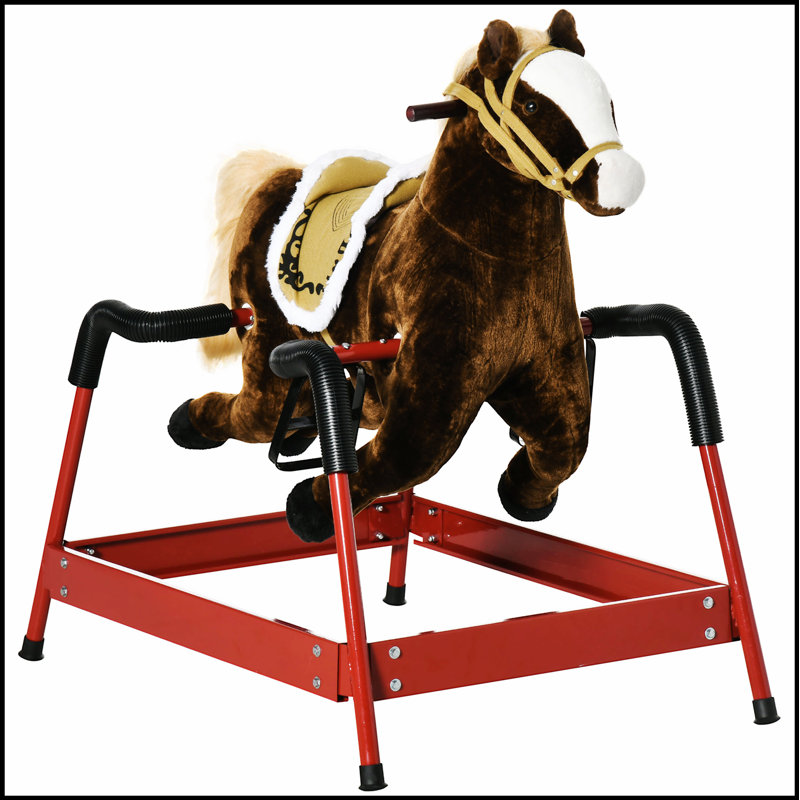 Cheval à bascule pour enfants avec sons d'animaux, jouet en peluche doux pour les filles et les garçons, interactif et éducatif