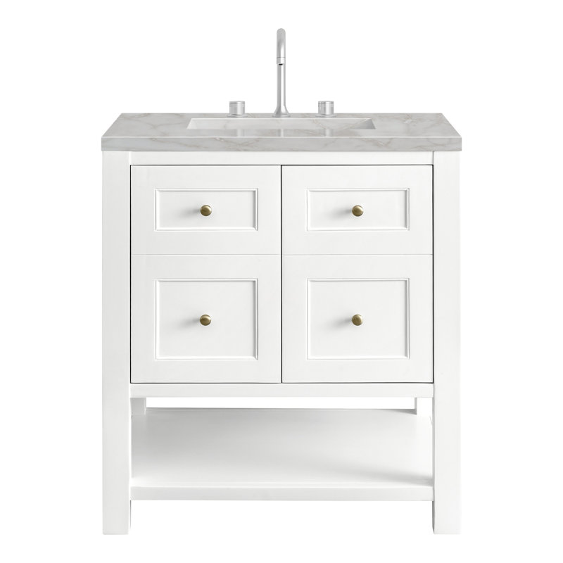 Breckenridge 30'' Single Bathroom Vanity with Top, Bright White, Arctic Fall, 8" Widespread