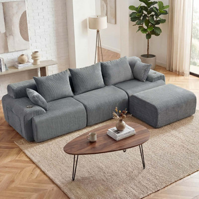 Cloud Sectional Couch In Two Boxes, Compressed Modular Sectional Sofa With Deep Seat