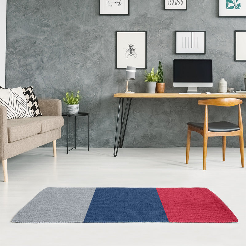 Tapis bleu à rayures de hockey national, Rectangle 4 pi x 6 pi