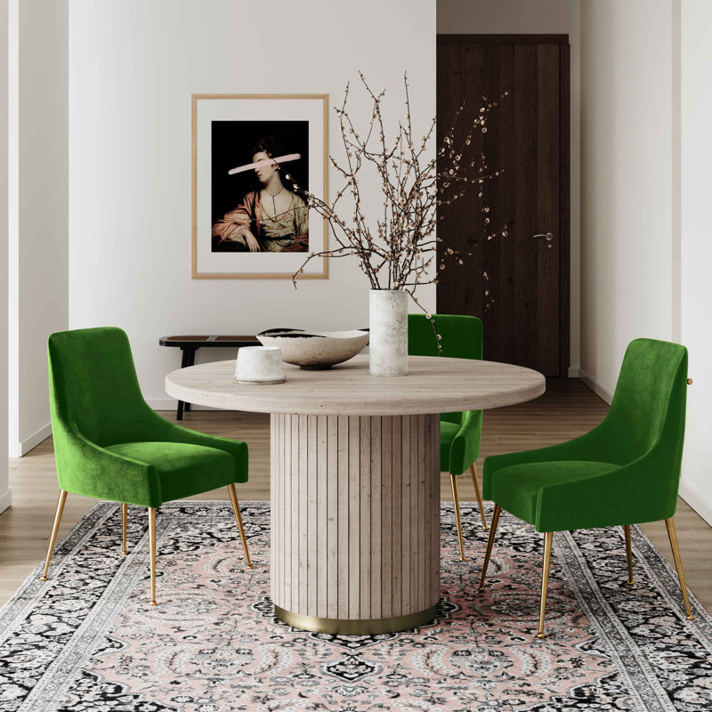 48.3cm H Velvet Upholstered Side Chair, Green