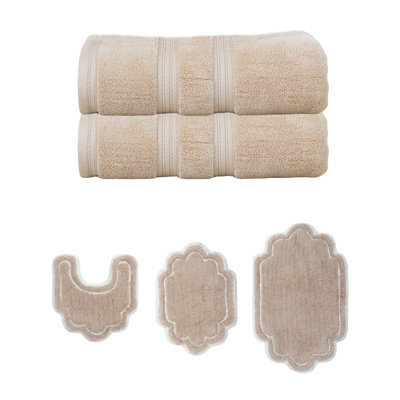 Talbert Collection 100% Soft Cotton 2 PC Bath Towel Set & Bath Rug Set