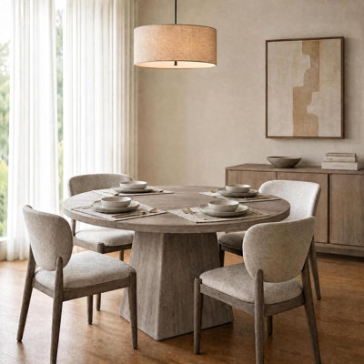 Table de salle à manger de 47 po pour 4 à 6 personnes - Table de salle à manger avec socle circulaire en bois, table de salle à manger moderne et polyvalente pour la salle à manger, la cuisine et le salon