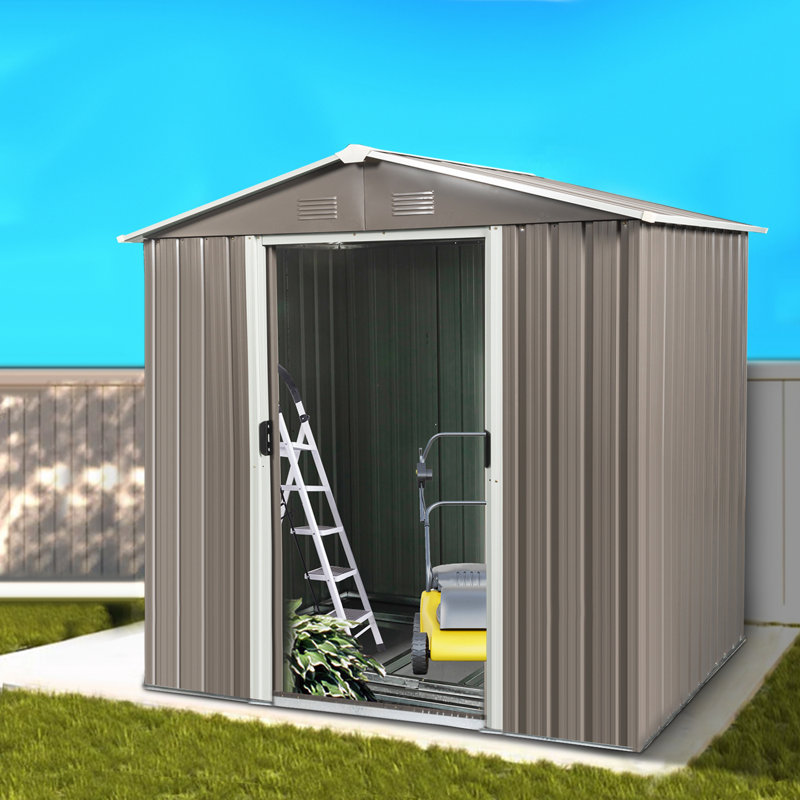 Outdoor Metal Storage Shed, Gray, 6 ft. W x 4 ft. D