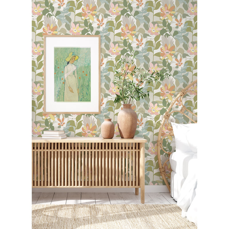 Floral Wallpaper Roll, Taupe