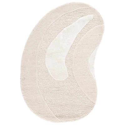 Novelty Hand Tufted Wool Viscose Solid Color Rug in Ivory/Beige