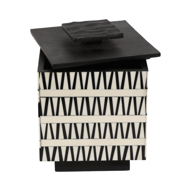 Hobku Designs 2 pièces 7/10 "Gobiel noir et blanc boîtes en résine