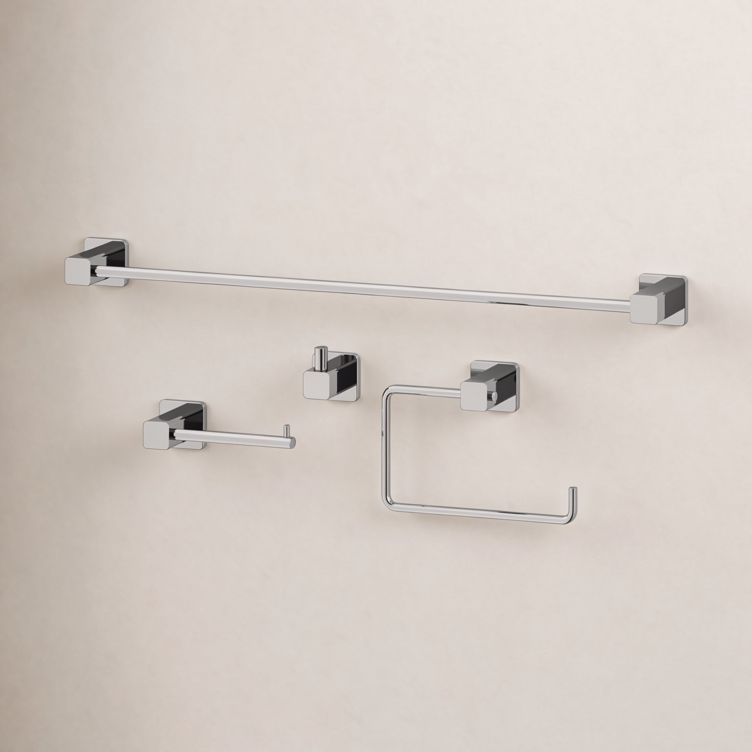 Meridian 4-Piece Bathroom Hardware Set, Chrome