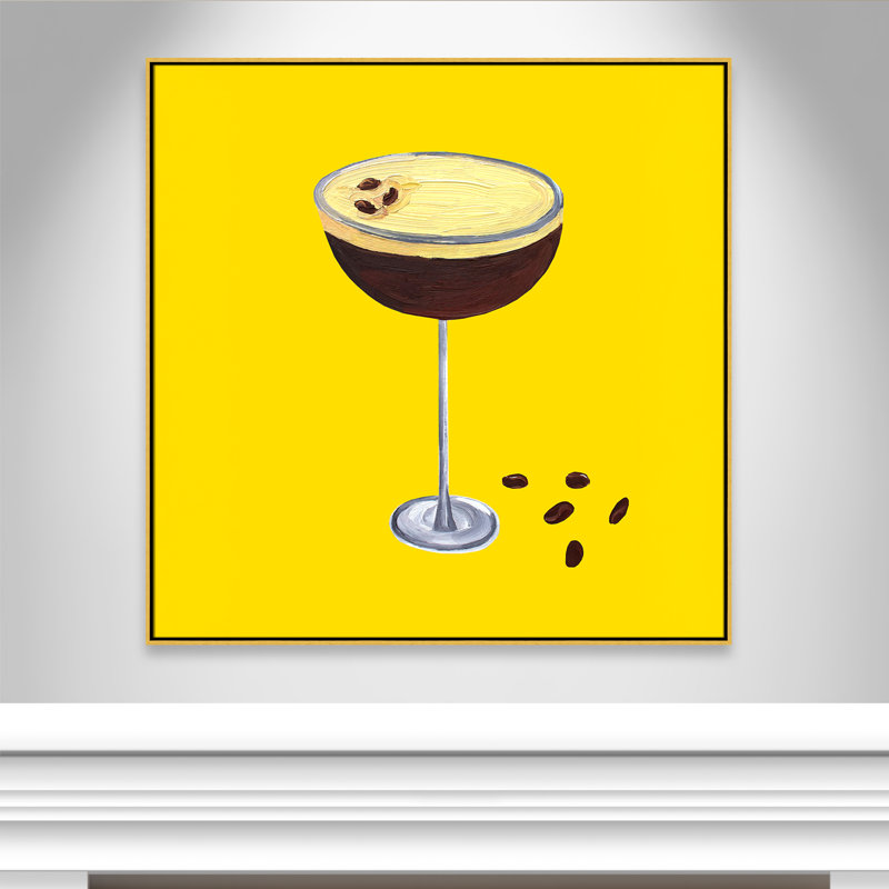 Espresso Martini Buttercup - reproduction carrée jaune par Straker, 46.5' W x 46.5' H, Flotteur doré