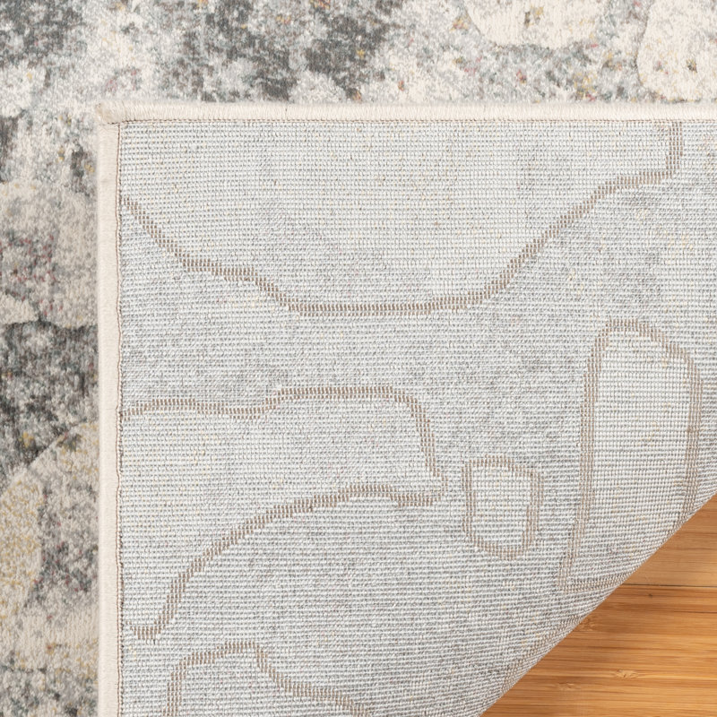 Blayne Basalt Modern Natural Stone Pattern Gray/Ivory Polypropylene Area Rug, Rectangle 6'6" x 9'