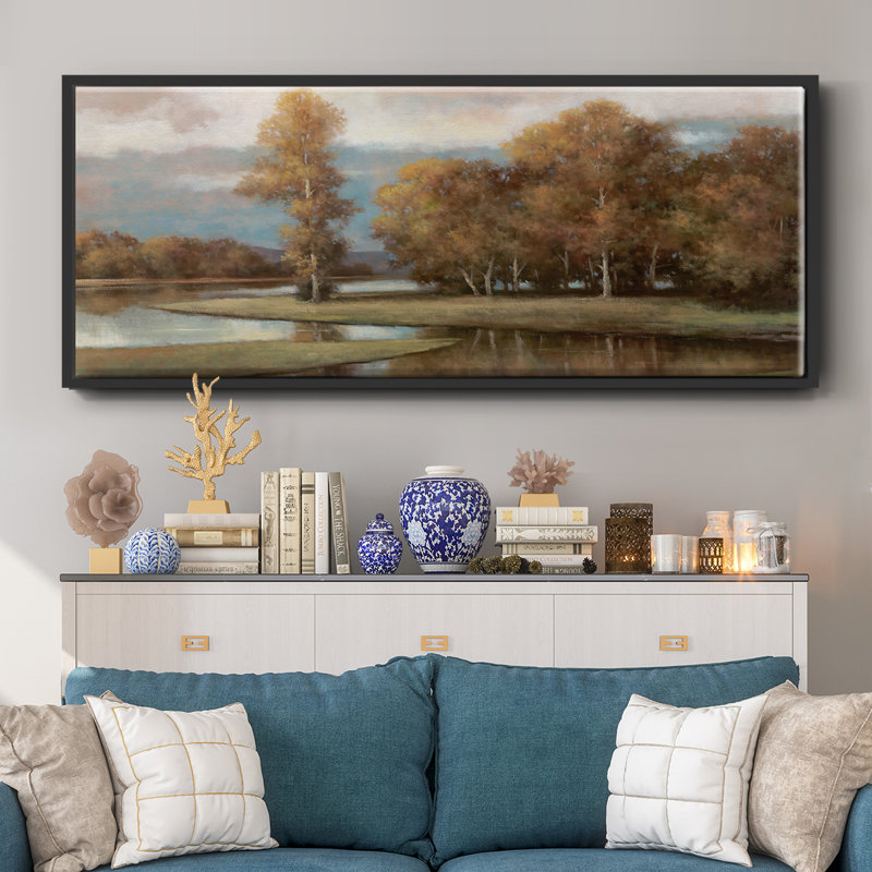 Winding River II- Framed Canvas, 8" H x 20" W