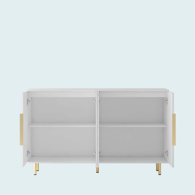 Grand buffet cannelé avec tablettes réglables, Blanc