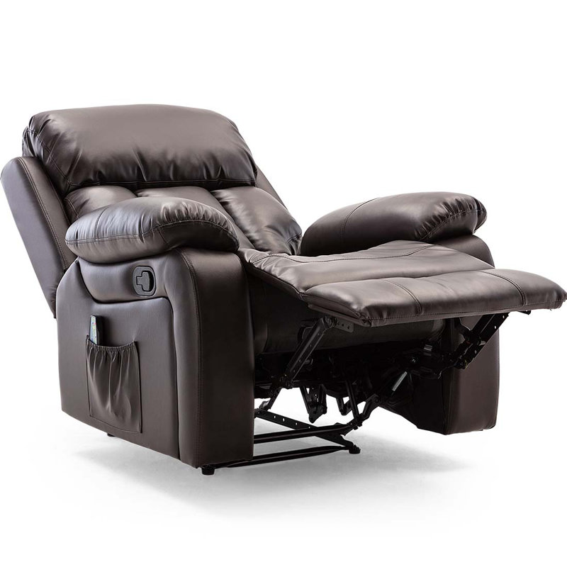 Faux Leather Heated Massage Chair, Manual, Brown