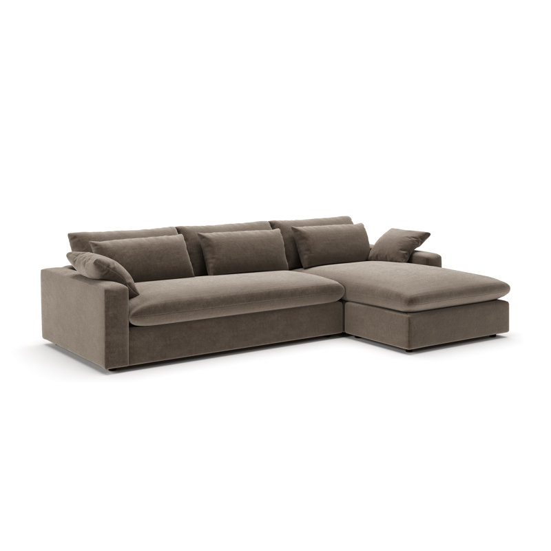 Remy Chaise Sectional, Right Hand Facing, Andrew Driftwood Performance Chenille