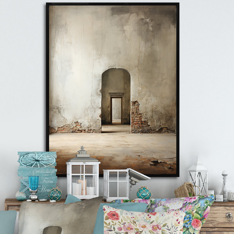 Impression sur toile «Beige minimalisme Embrace I», Cadre flottant noir, H 20 po x l 12 po x P 1 po