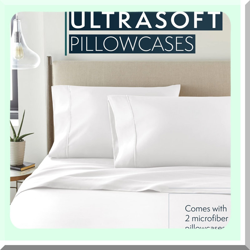 SoftDream Microfiber Pillowcase Set - 2 Pack White Pillow Cases, Easy Care & Machine Washable, Extra Soft Bedding for Sweet Dreams & Comfort.
