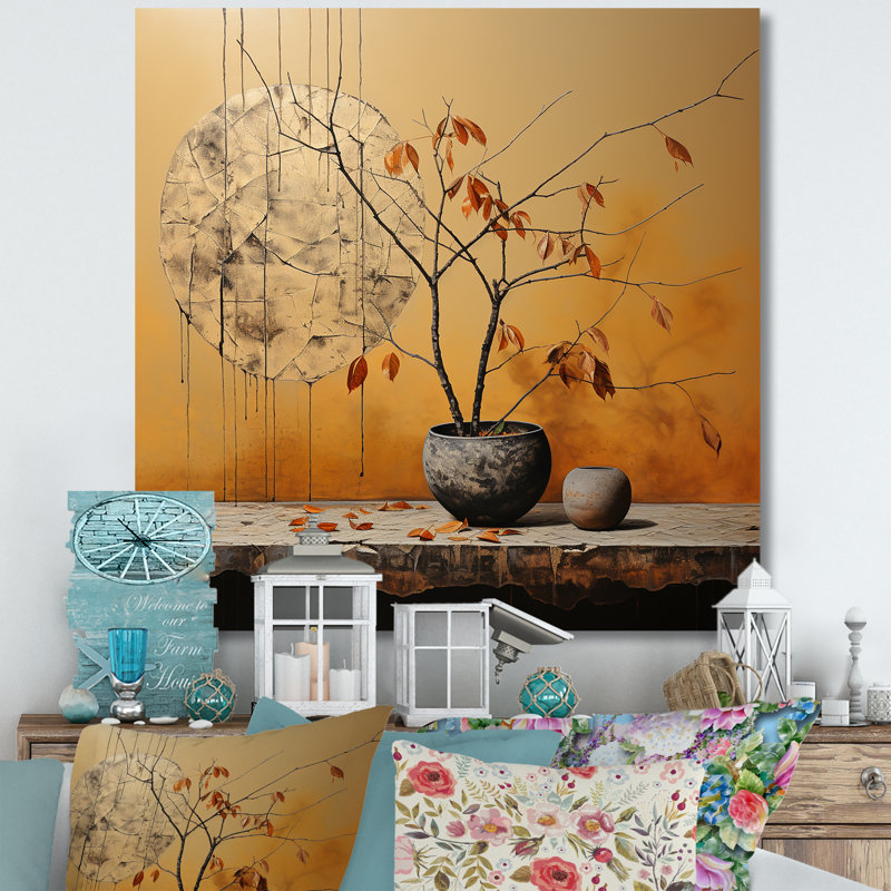 «Bronze Leaf Potteries» sur impression sur toile, Toile tendue, H 16 po x l 16 po x P 1 po