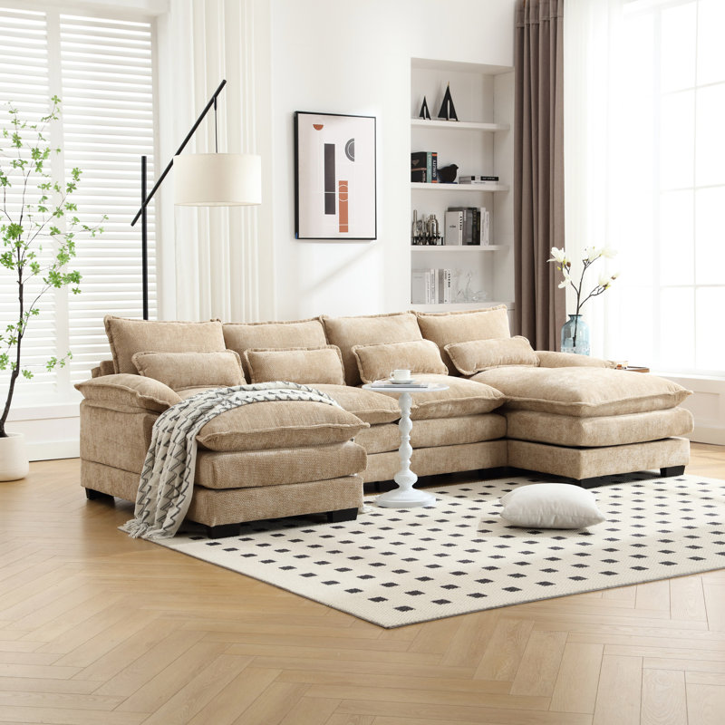 Tissu en chenille de luxe avec structure en bois et chaise souple en forme d'éponge douce