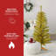 Arbre de Noël doré 4 pi avec 50 lumières UL et 122 pointes en PVC - Arbre de Noël artificiel pré-éclairé pour la décoration intérieure, un petit espace, une table, un appartement ou un bureau-270694911