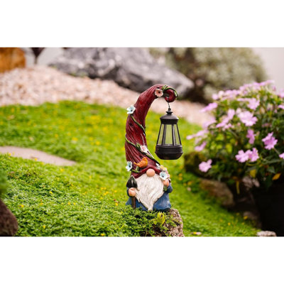 Gnome Garden Decor Statue Solar Gnomes Decorations For Yard With Lantern Light Outdoor Decorations For Patio Mom Gift