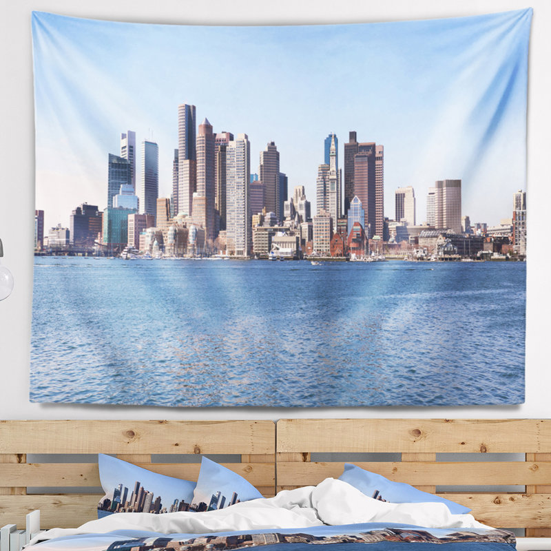 Photo boston skyline panorama tapisserie Cityscape, H 32 po x l 39 po
