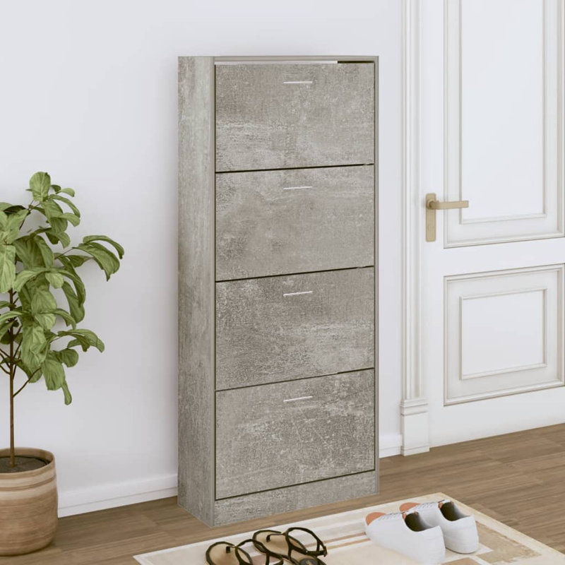 12 Pair Flip Down Shoe Storage, Concrete Grey