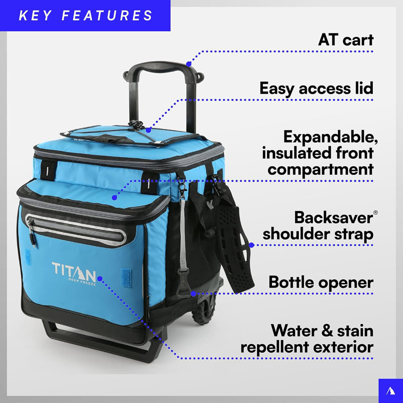 60 (50+10) Can Wheeled Cooler - Collapsible Rolling Cooler with Wheels and All-Terrain Cart