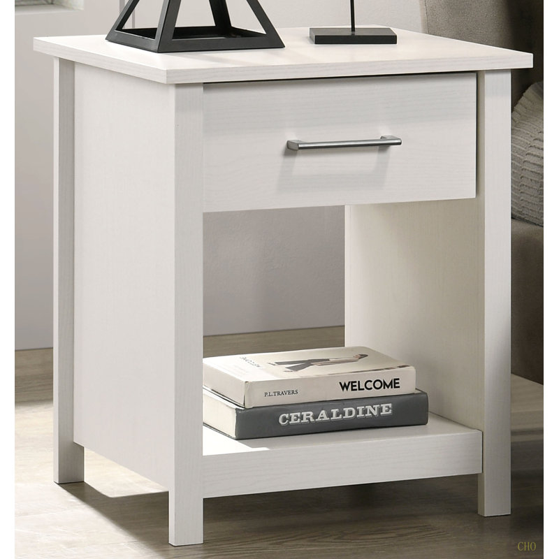 Celeste 20"W 1-Drawer Nightstand Bedside Table, White