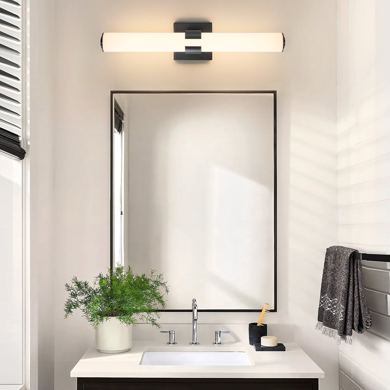 Barre d'éclairage de salle de bain à DEL à intensité variable 23 po Jesseray, Noir mat, H 4,7 po x l 22,8 po x P 3,6 po