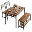 Ensemble de table de salle à manger 4 pièces avec banc de rangement et support à vin - Table de cuisine rectangulaire et 3 chaises Structure en métal robuste-811372273-811372274