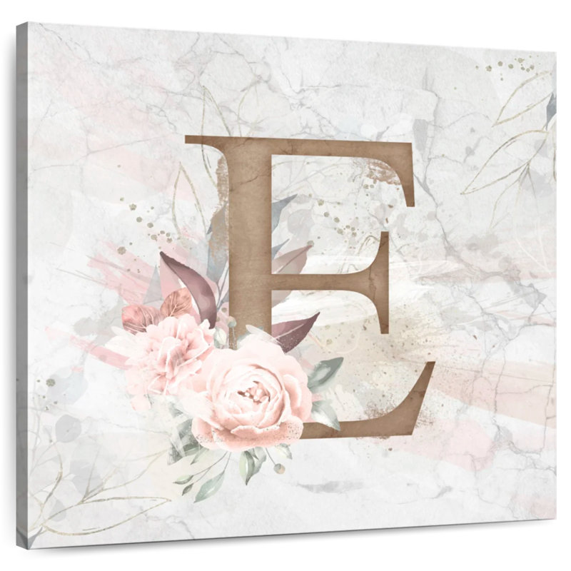 Tergel Floral E Monogram, 16" H x 16" W