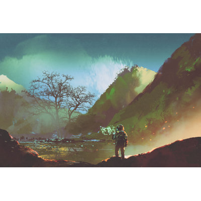 Leanie Astronaut Exploring A Planet by Grandfailure - Wrapped Canvas Print