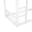 Lit simple au-dessus d'un lit superposé blanc avec rampe d'escalade et barrières de sécurité