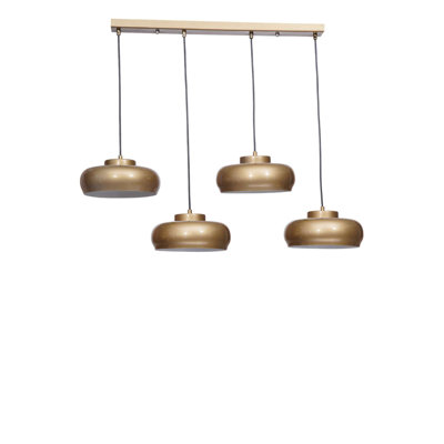 Lustre en métal doré, hauteur réglable 8,3 x 2,4 x 1,2 pi | Conception élégante avec 4 x douilles E27 (40 W maximum, ampoule non incluse) | Parfait pour la salle à manger, le salon et le vestibule, classé IP20, décoration intérieure élégante