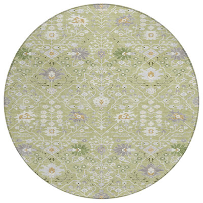 Elara Green Washable Indoor-Outdoor Rug - 