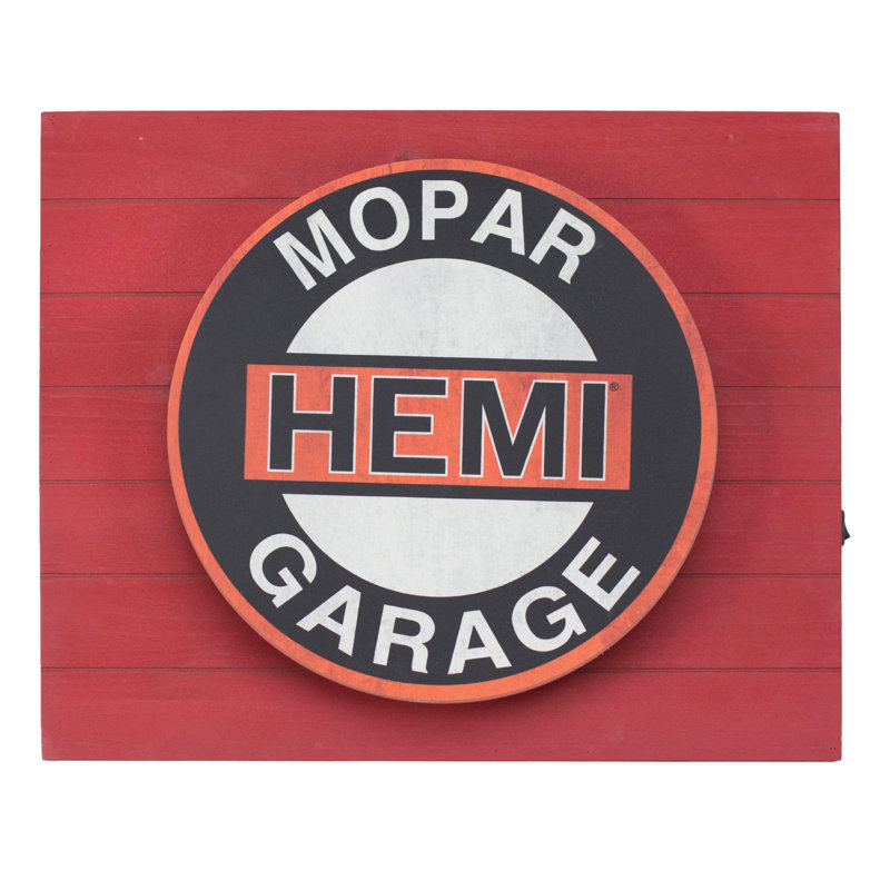 Vintage Red Hemi Mopar Garage Metal LED Sign
