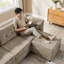 Canapé modulaire rembourré en chenille avec repose-pieds Chenille-120142309