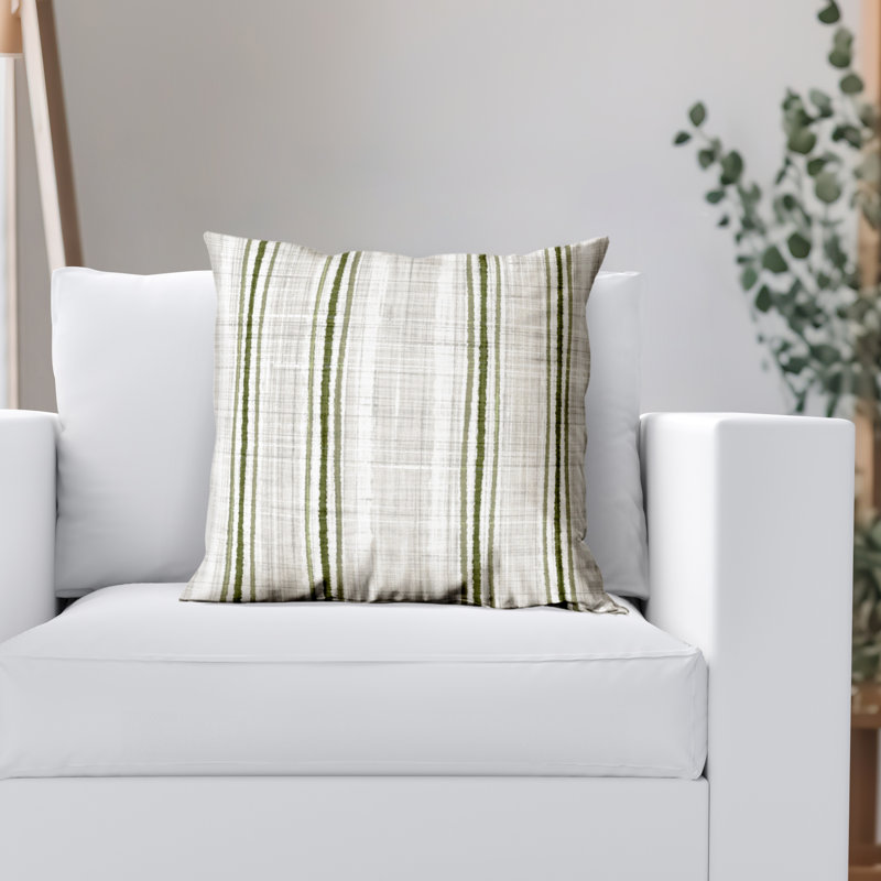 Coussin décoratif à rayures en polyester de qualité supérieure, 16 po x 16 po, Vert