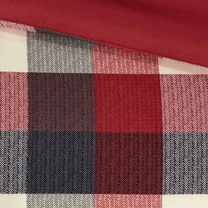 Édredon 7 pièces à chevrons rouge - très grand avec motif à carreaux Buffalo, King Comforter + 6 Additional Pieces, Red