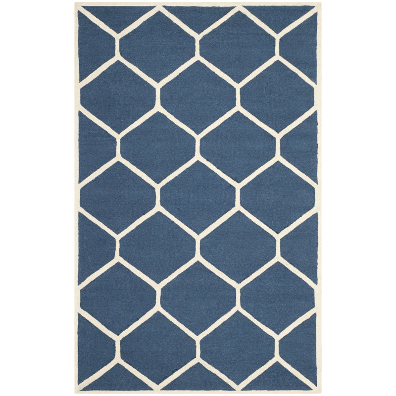 Sadowa Geometric Wool Hand Woven Area Rug, Rectangle 152 x 244 cm