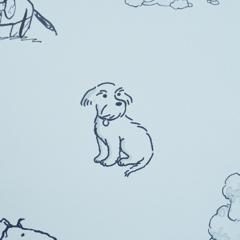 Schumacher X The New Yorker Good Dogs Everywhere Peel & Stick Wallpaper, Sky/Navy Blue