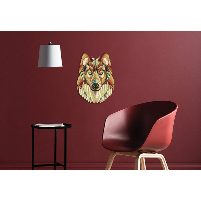 Décoration murale colorée abstraite loup coloré pour le salon, la nouvelle maison et le bureau, cadeau de pendaison de crémaillère