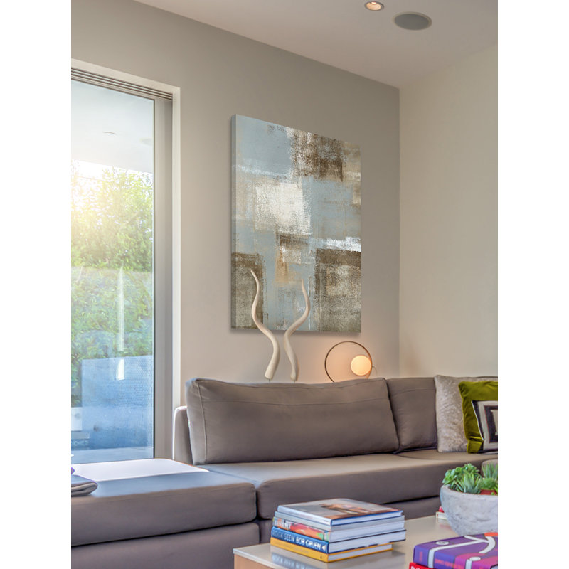 «Gray Meets Brown Abstract Art VI», reproduction sur toile, Cadre d'angle fermé blanc, H 12 po x l 8 po x P 1 po