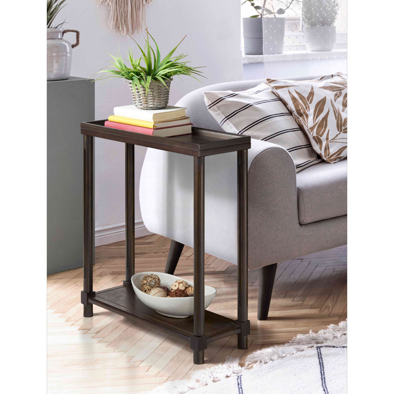Tables de bout étroites avec tablette, ensemble de 2, Espresso