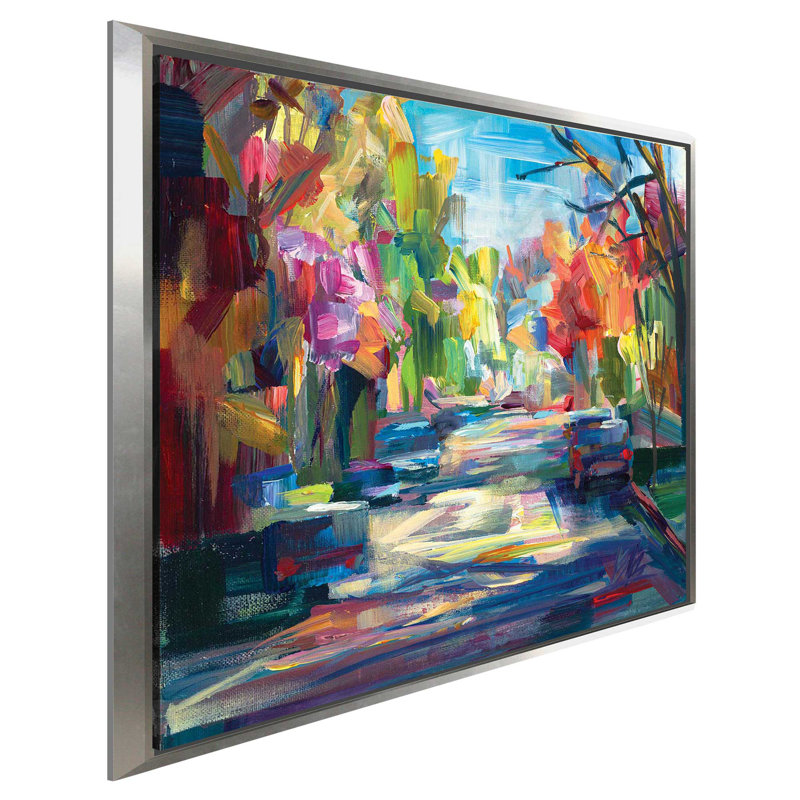 Joyaux du matin - peinture encadrée sur acrylique, Cadre flottant argent, H 31,5 po x l 31,5 po x P 2 po