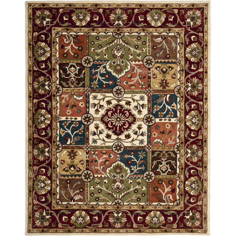 Tapis oriental en laine touffeté à la main Hebron, Rectangle 7 pi 6 po x 9 pi 6 po