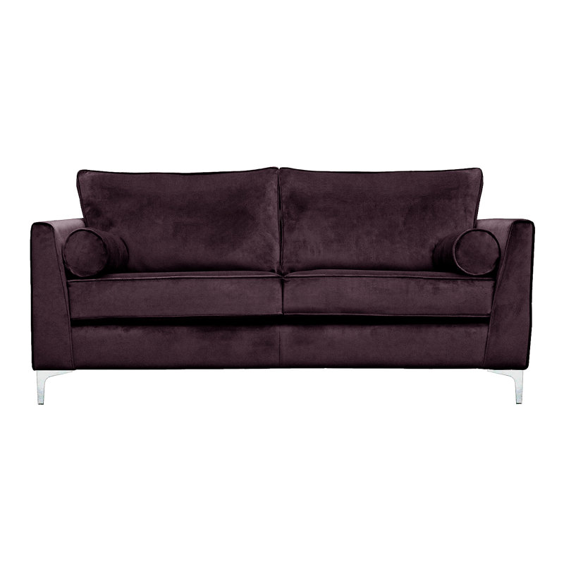 Giancarlo 3 Seater Velvet Sofa, Aubergine